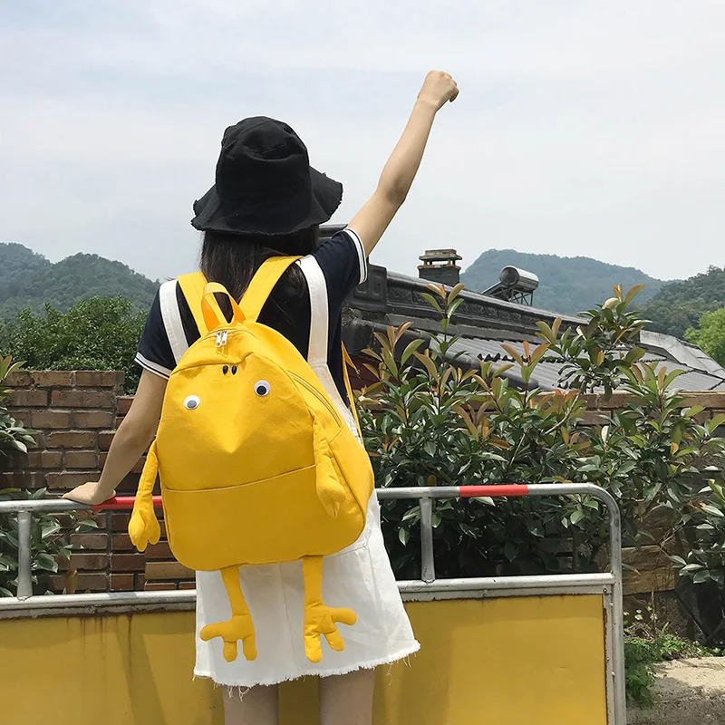 Модный новый персональный милый холщовый рюкзак с лягушкой из мультфильма милая