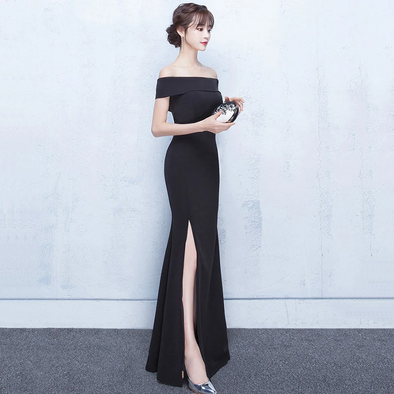 AnXin SH чёрный цвет одежда принцессы из шифона русалка вечернее платье вечерние