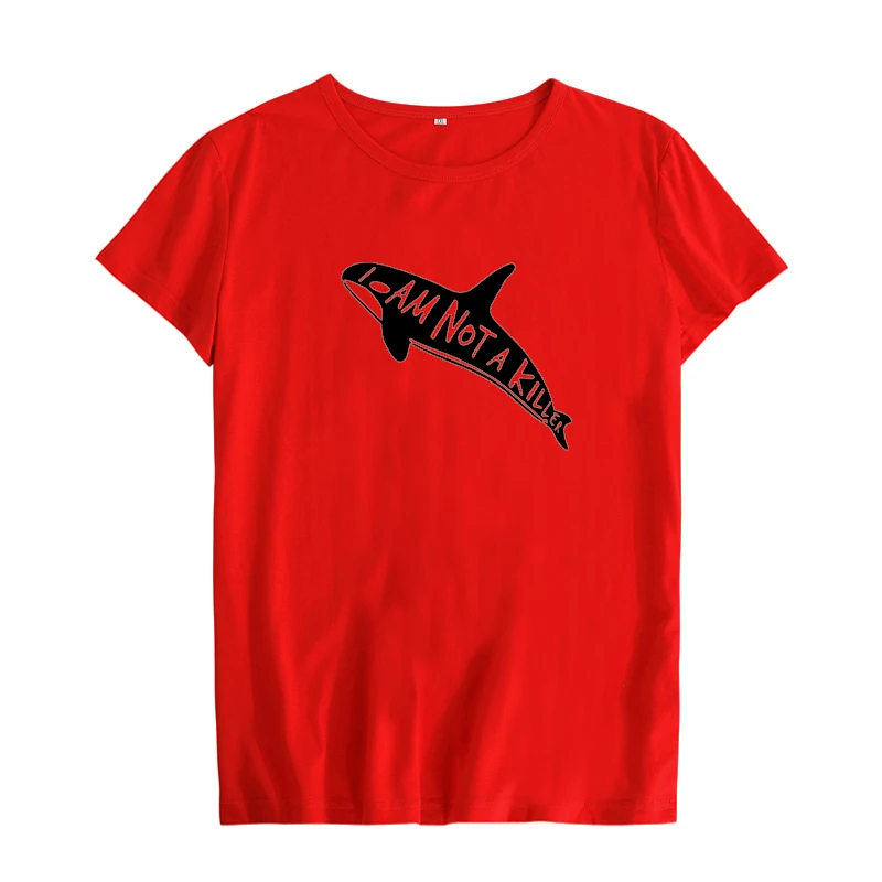 Женская футболка Not a Killer Whale с принтом Харадзюку белая Черная|tee shirt femme|shirt femmeblack tee