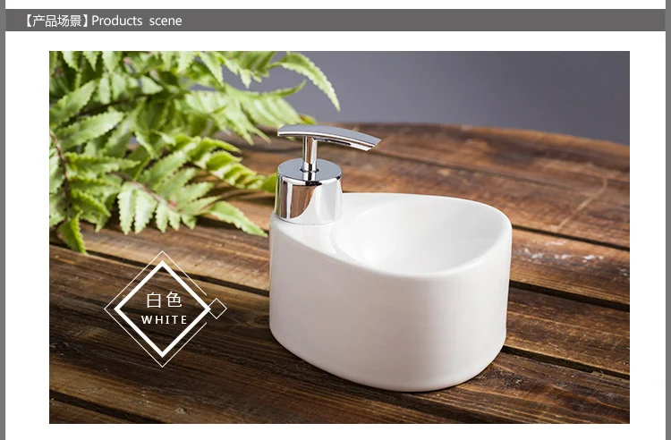 

Creative 2 in1 Ceramic Liquid Soap Dispenser Soap Dish Hand Sanitizer Lotion Shampoo Bottle Shower Gel Bathroom Home Hotel Use