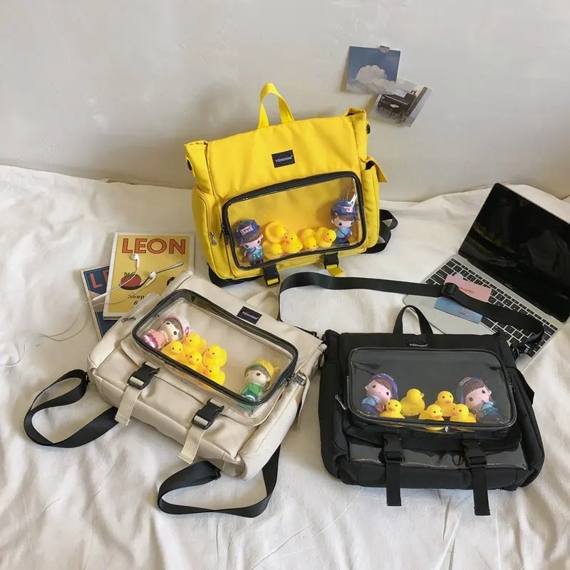

Ita Bag for Teenage Girls Backpack Women Transparent Pocket Schoolbags DIY Cute Pins Anime Backpcks Lady Clear ItaBag Mochila