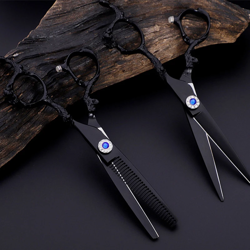 

Manufacturers Direct Sales Stainless Steel Scissors Hair Special Scissors Black Set Of Blue Screw Hair Scissors