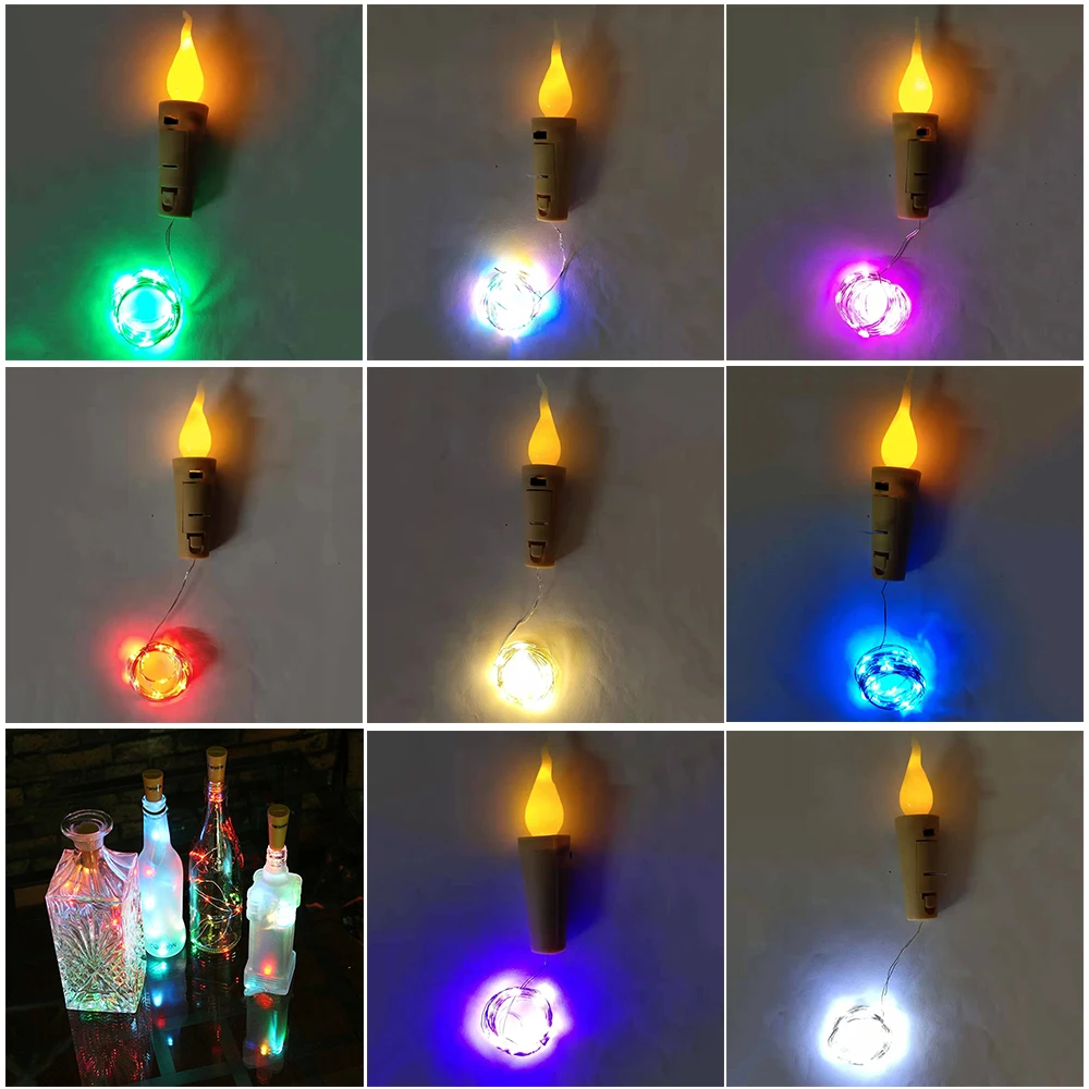 20 светодиодный свеча свет пробковый стеклянная бутылка затвор струнная