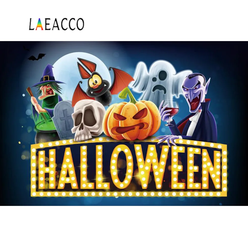 Laeacco Хэллоуин фоны для фотосъемки дух Тыква волшебник летучая мышь череп Луна