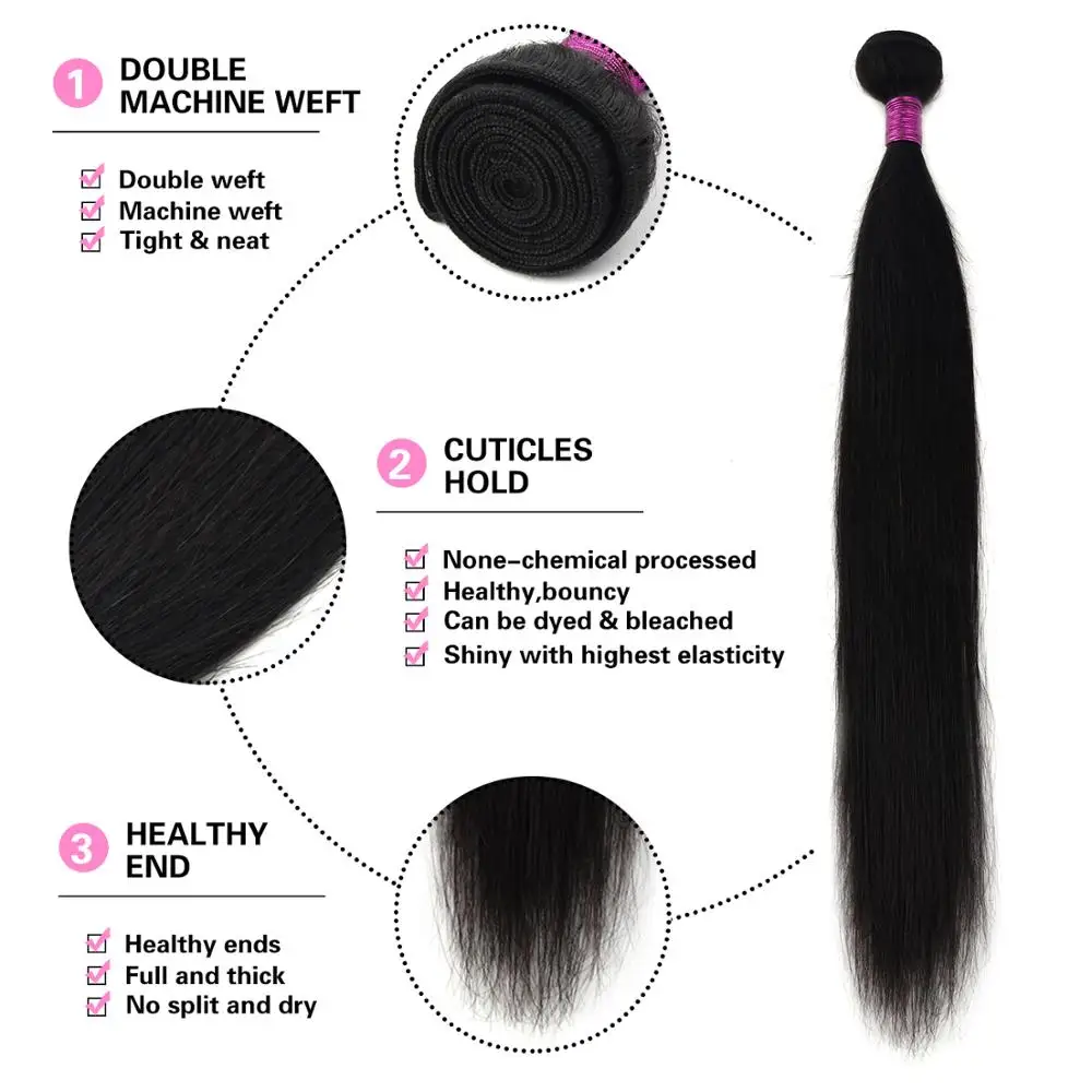 Paruks перуанские волосы пряди прямые 100% человеческие 3-4 40 дюймов необработанные