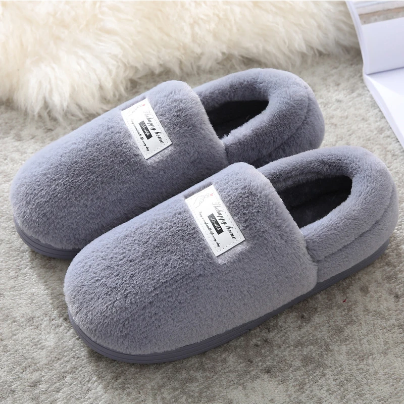 

Female Slippers Plush Solid Furry Warm Winter Slippers Non Slip Rubber Slippers Soft Womens Slippers Indoor Casual Home Shoes