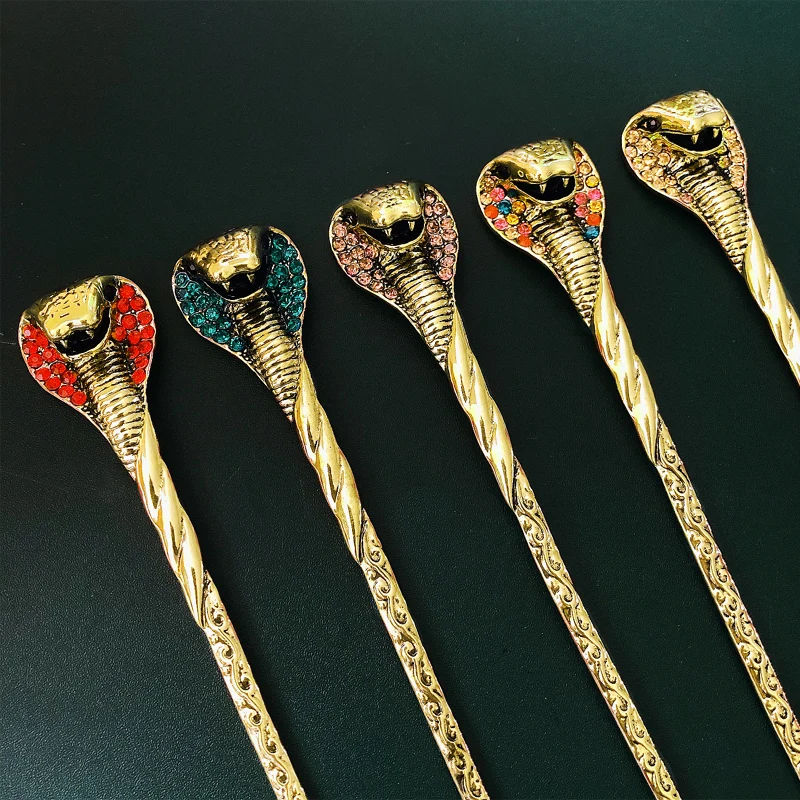Morkopela Snake Hair Stick Jewelry Vintage Rhinestone Hairpin Sticks Women Banquest Crystal Pins Accessories | Украшения и