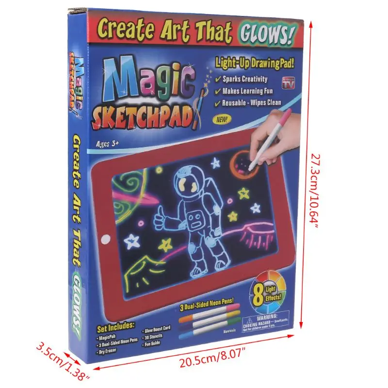 

3D Magic Drawing Board Creative Kids Children Pen LED Lights Glow Art Sketchpad Toys 8 Light Effects Puzzle Pad Boys Girls Gifts