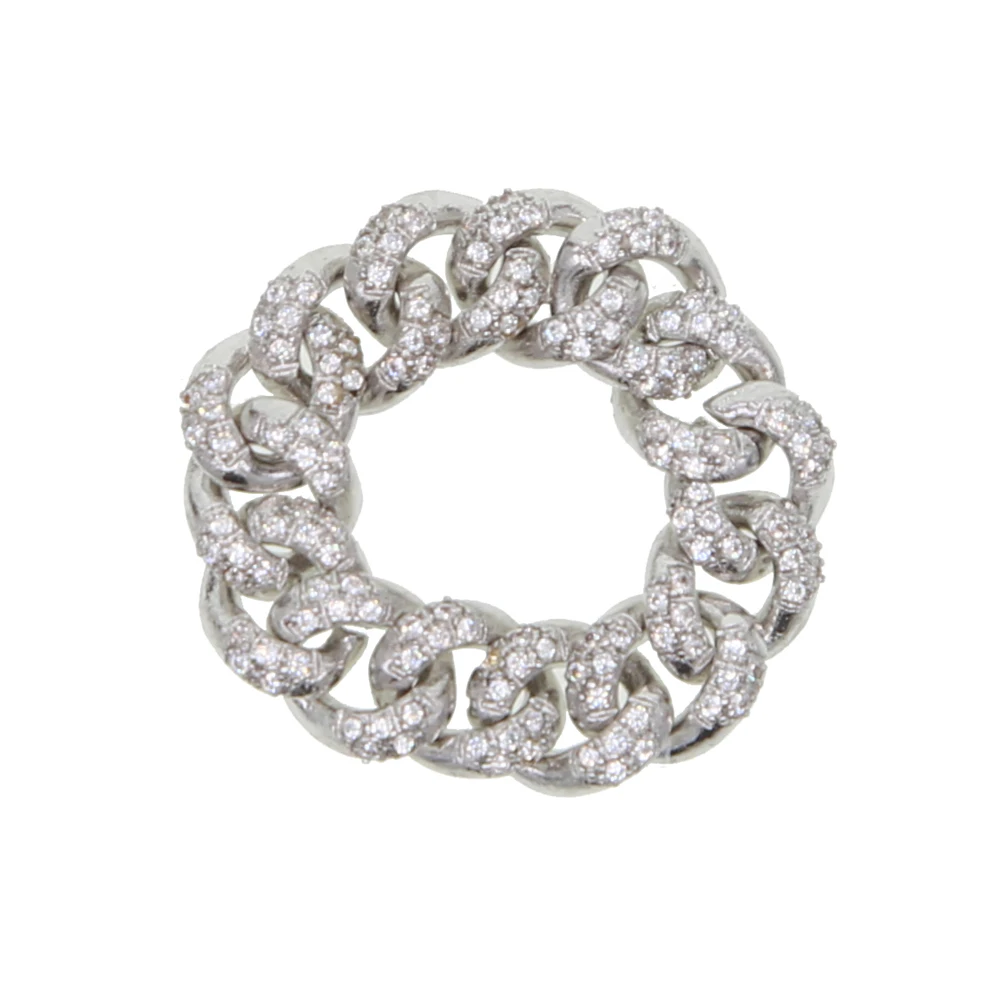 silver Для женщин хип-хоп обручальное кольцо трендовые кольца на палец iced out bling cz проложили Майями кубинское звено цепи кольцо ювелирные изделия - Цвет основного камня: silver