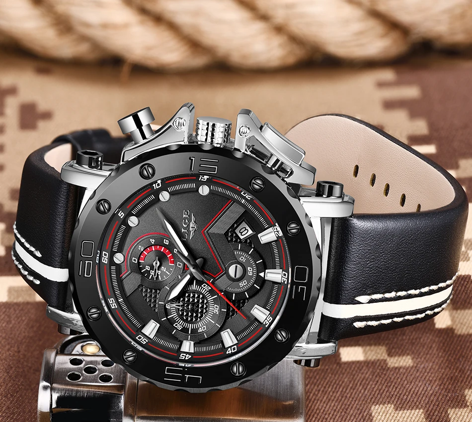 Relogio Masculino модные часы мужские LIGE Топ люксовый бренд мужские деловые кожаные военные водонепроницаемые большие часы с циферблатом даты