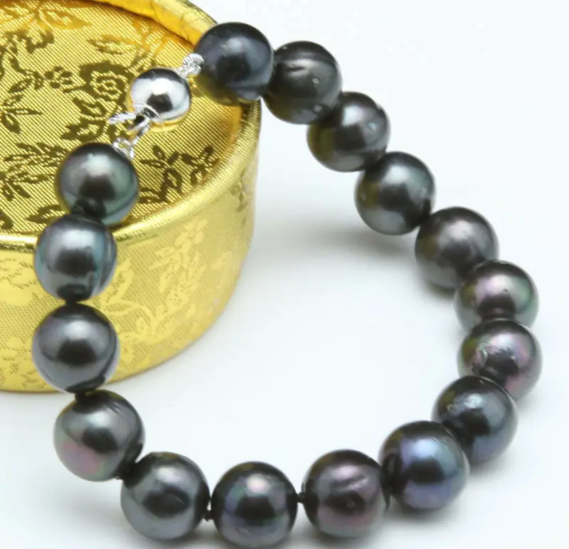 Натуральный черный жемчужный браслет Akoya 7 8 мм пресноводного культивирования 5