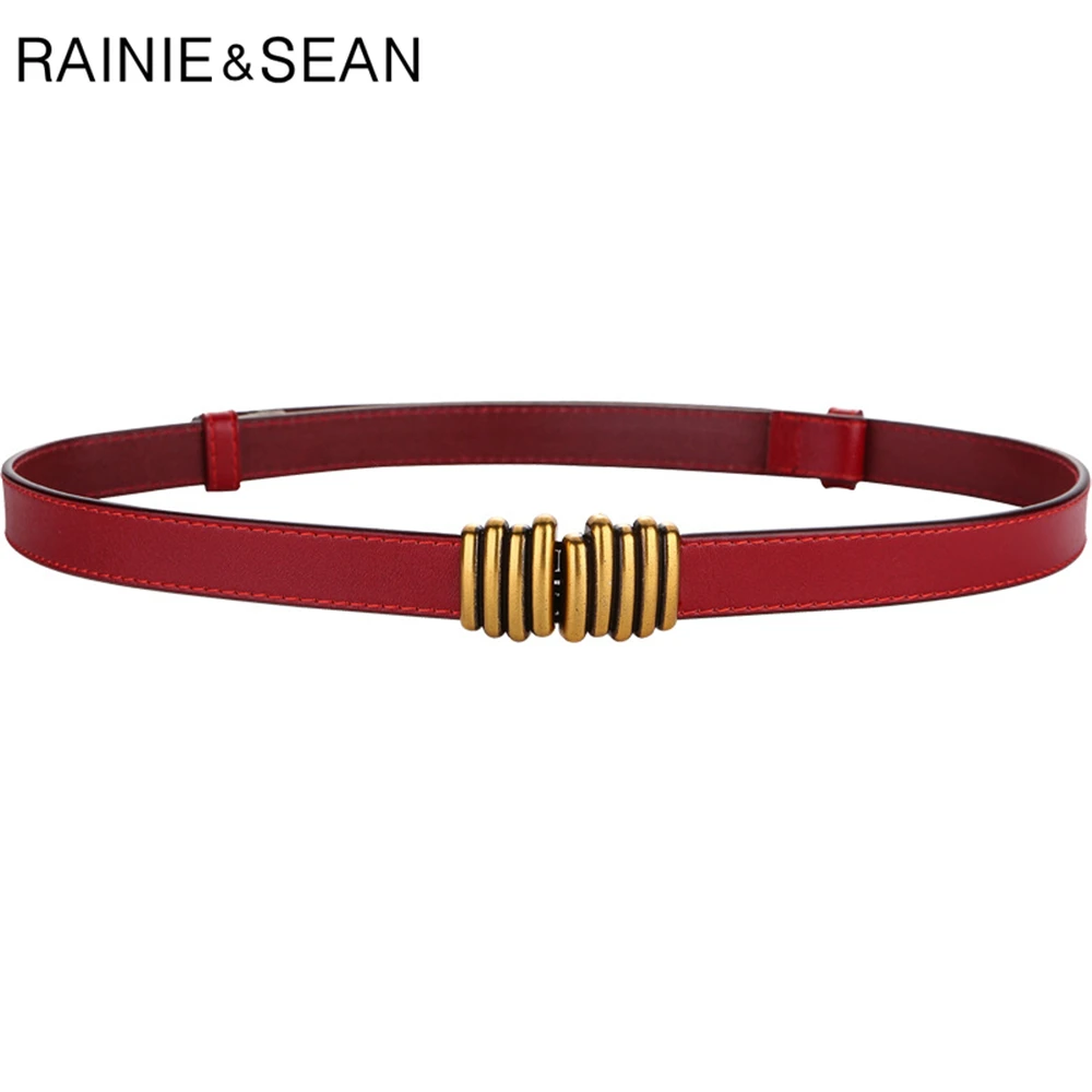 RAINIE SEAN Red Genuine Leather Women Belt Fashion Waist Belt for Dress High Quality Female Waist Strap Lady Waistband 100cm