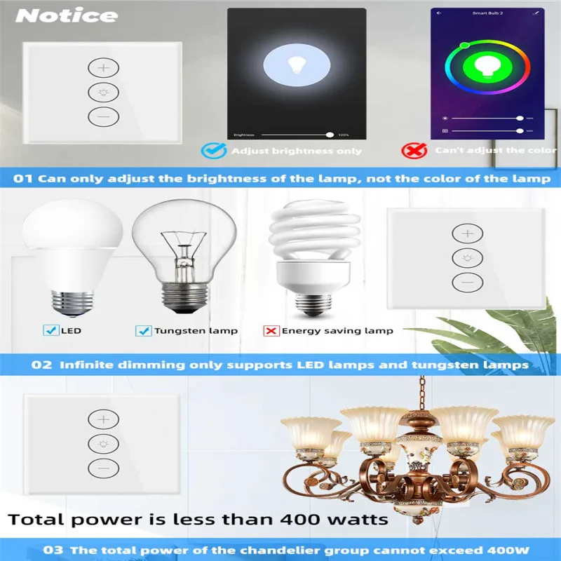 1 шт. Wi-Fi диммер умный сенсорный выключатель света затемнение совместимый с Alexa