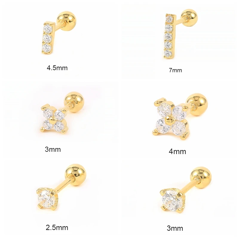 

BOKAO 1pcs 2021 Trend Plata 925 Crystal Stud Earring Luxury Jewelry Bijoux Femme Pendientes Piercing Gold Ering Woman Серьги CZ