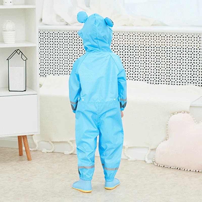 

Мультяшный дождевик для детей, Цельный Дождевик с застежкой-молнией и пряжкой, унисекс, Регулируемая Талия, эластичные манжеты MYDING