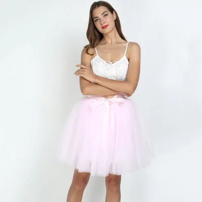 pink 7Layered 50cm Tulle Skirts Womens 26 Colors Adult Tulle Skirt Elastic High Waist Pleated Midi Skirt Fashion Wedding Jupe - Цвет: pink