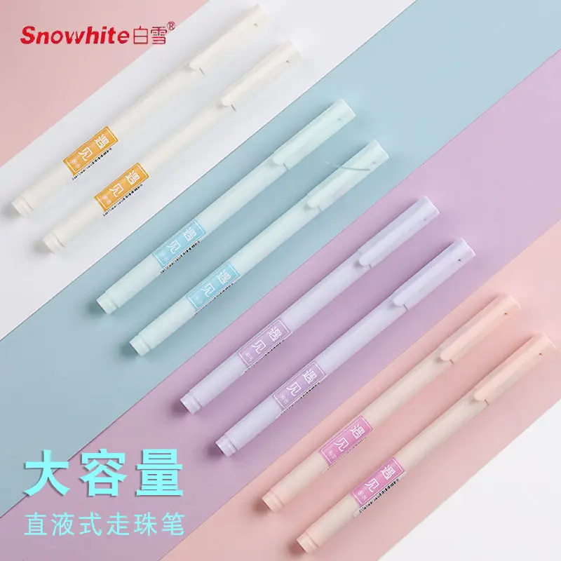 

NEW Snowhite 0.5mm Large Capacity Quick Dry Black Pen 4/8/12PCS Straight Liquid Rollerball Pen