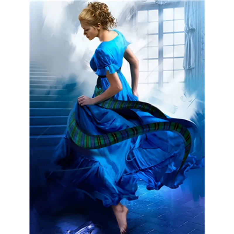 

Frame Beauty in Blue Dress Diy Painting By Numbers Acrylic Wall Art Picture By Numbers Hand Painted Oil Painting 40x50CM