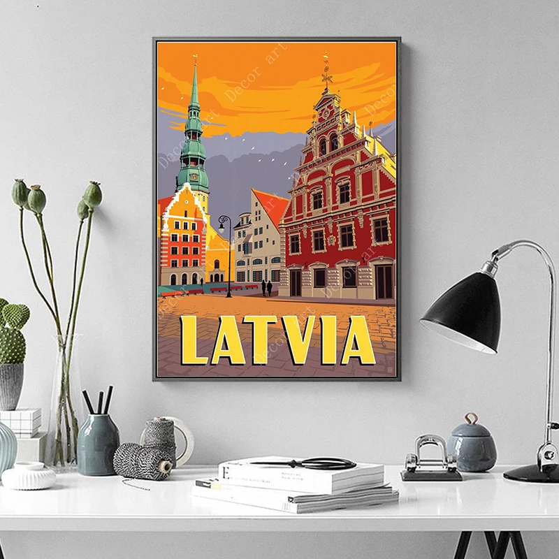 Эстония Литва Латвийская Рига Таллинн для путешествий холст картины винтажные