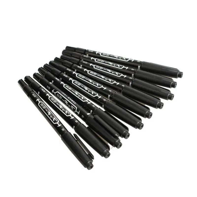 

10PCS Fine Dual Heads Marking Pen Marker Waterproofink Thin Nib Black Liner Art Pen Drawing Stationery Office Supplies Marker