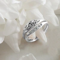 popular simple fashion 2 pcsset 5 mixed style carved hollow flower pattern copper female ring for women party jewelry