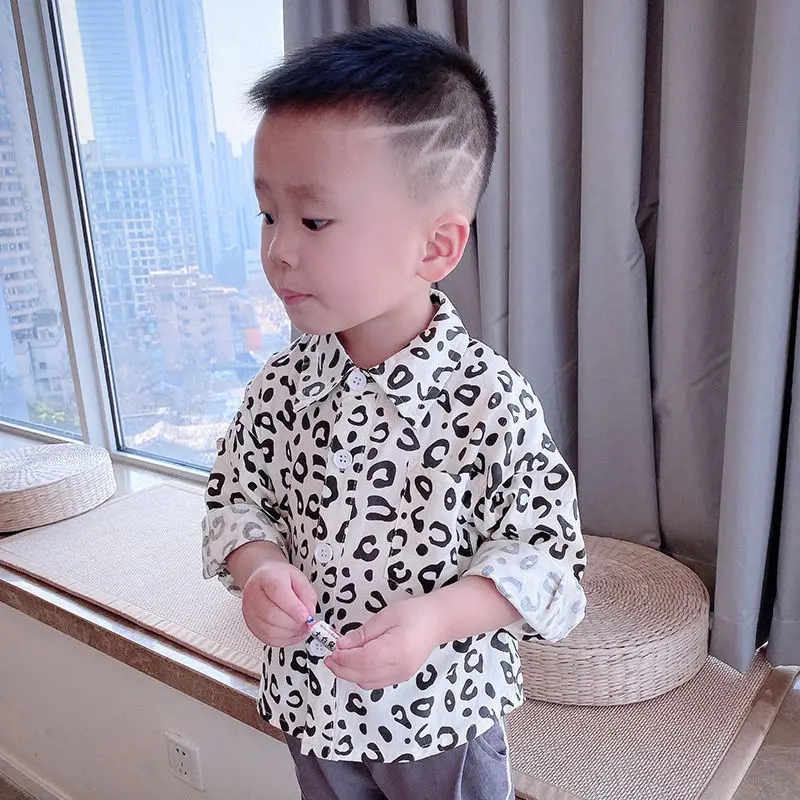 

2021 Spring Summer Shirts Boys Long Sleeve Print Shirts Kids Tops Turn-down Collar Shirts Children Casual Blouse Clothes P171