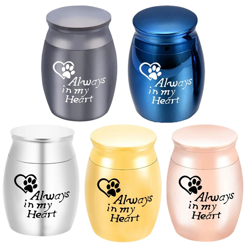 1x New Ashes Memorial Pet Urn Urn-30x40mm Dog Paw Print Cat Memorial Keepsake Pet Cremation Urns Ashes Holder Always in my heart