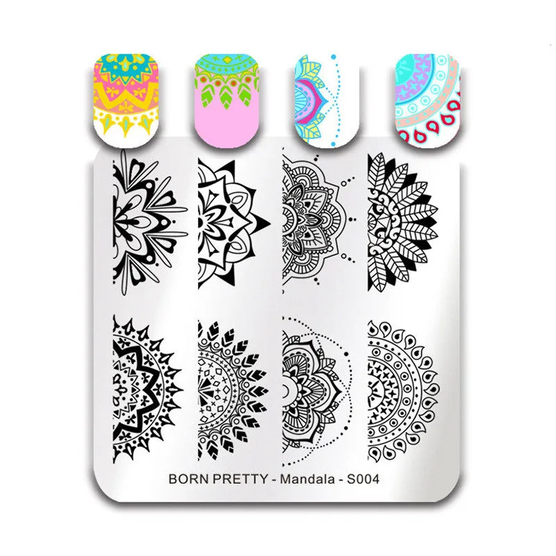 BP-MS-L004 BORN PRETTY квадратные пластины для штамповки ногтей розы цветы из нержавеющей стали Шаблон для дизайна ногтей изображение трафарет цветок Танго DIY Инструменты - Цвет: BP-MS-L004