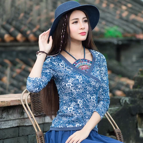 KYQIAO женские блузки y camisas mujer большие размеры традиционная китайская одежда