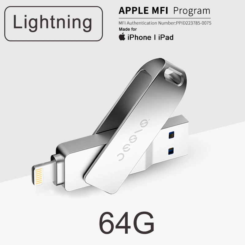 Xiaomi Jesis USB флэш-диск Тип-C, молния, Интерфейс мобильный телефон объем запоминающего устройства расширения 32/64/128 ГБ U диск для телефона, ноутбука - Цвет: Lightning 64G