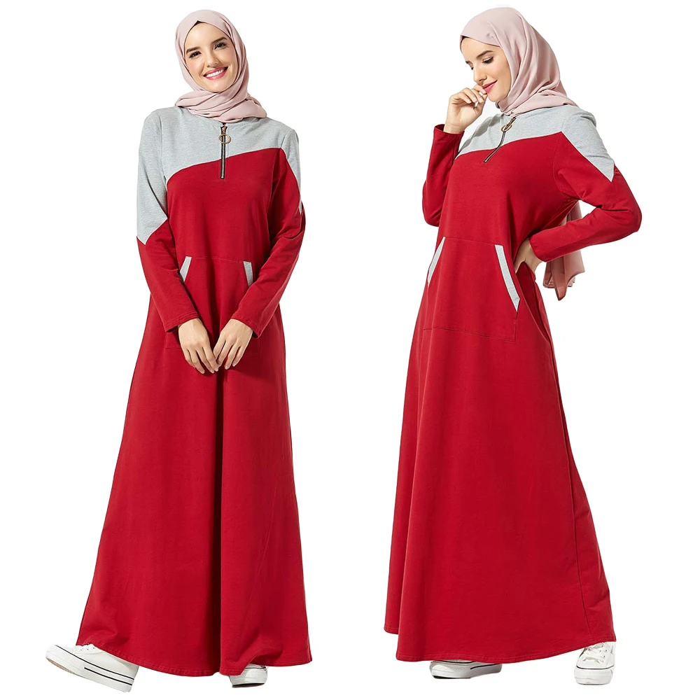 Мусульманский женский свитер с капюшоном Платье макси длинным рукавом
