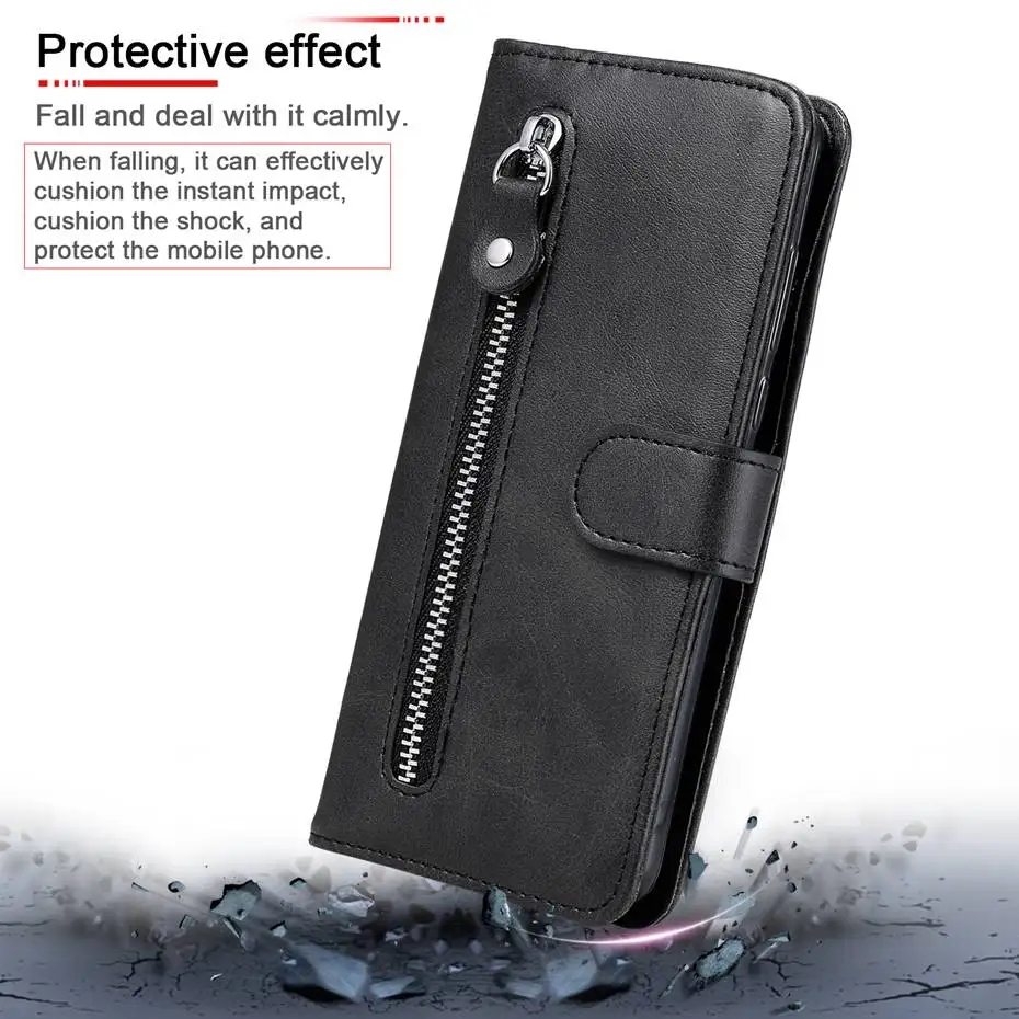 Кожаный чехол на молнии для Samsung Galaxy S21 S20 Ultra S10 S9 S8 Plus бумажник с откидной крышкой