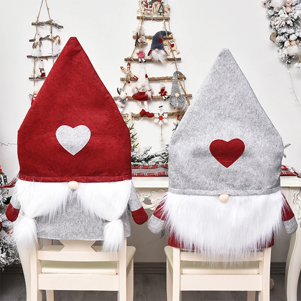 

Merry Christmas Santa Claus Kitchen Table Chair Covers Christmas Holiday Home Decoration Dining Seat Home Party Decor