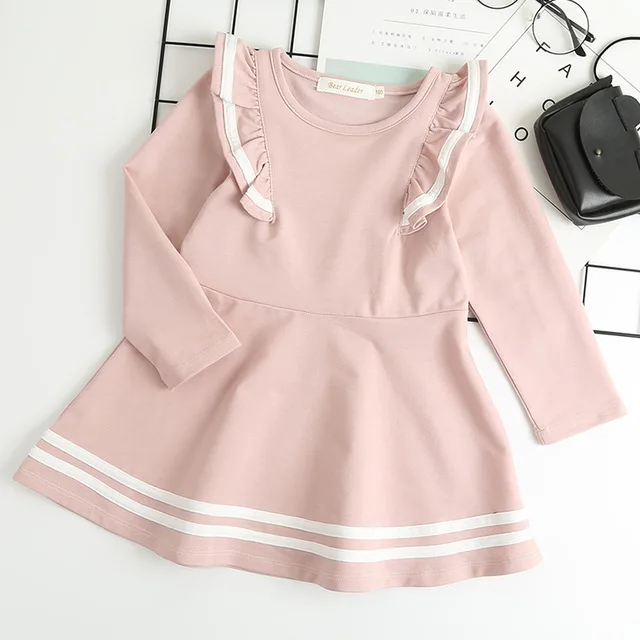 pink az1747 Bear leader/платье для девочек повседневное стильное рождественское платье джинсовая рубашка с длинными рукавами и вышивкой с героями мультфильмов+ Сетчатое платье Одежда для девочек из 2 предметов - Цвет: pink az1747