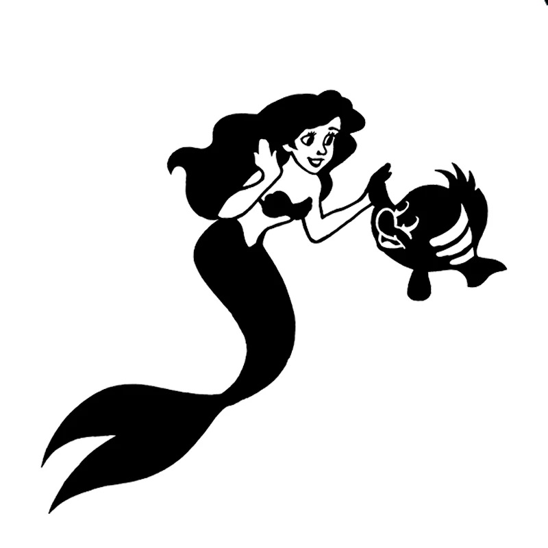 

15*13.7cm Little Mermaid and Flounder fish Vinyl Car Wrap Car Sticker Cute And Interesting Fashion Sticker Decals