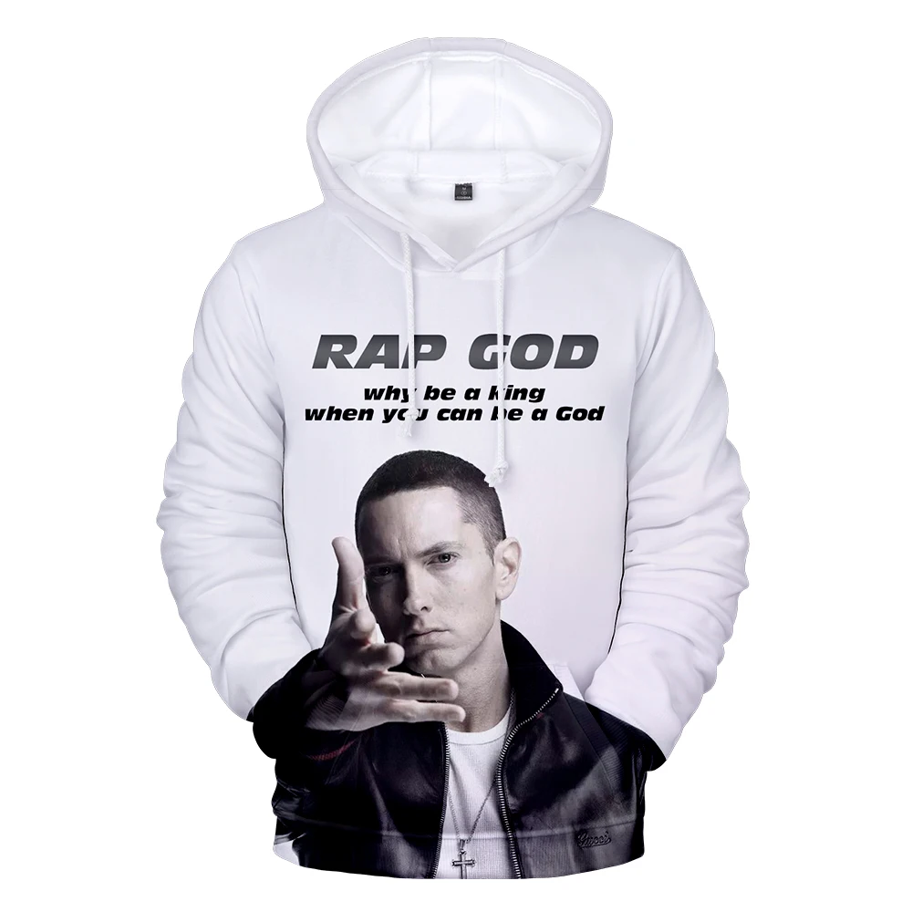 

Black Hoodie 3D Printing Eminem Men's Boys Hoodie Simple Style Sweater Boys Casual Wear Hip Hop Pullover Men's Jacket