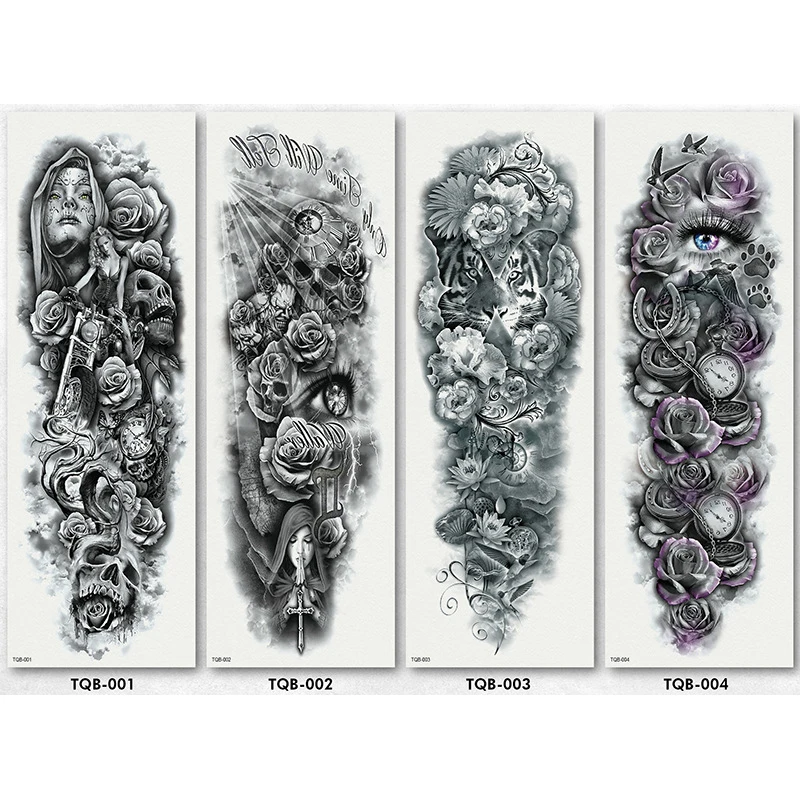 2/3/4PCS Waterproof Temporary Tattoo Sticker Full Arm Large Size Transferable Tattoos Sleeve Tatto Flash Tattoos for Men Women