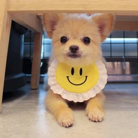 cartoon cute pet cat dog bib cute dog smiling bib bunny saliva towel ins bib dog cat bibs pet saliva towel grooming accessories