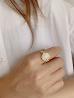 brass with 18 k gold natural shell statement rings women wedding jewelry punk party designer club cocktail party japan korea