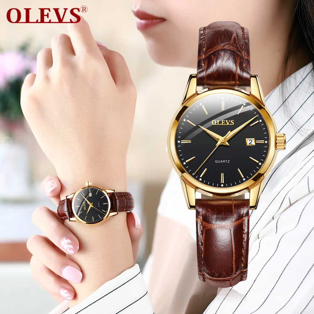 OLEVS relojes mujer 2020 элегантные кварцевые женские часы модные кожаные Наручные