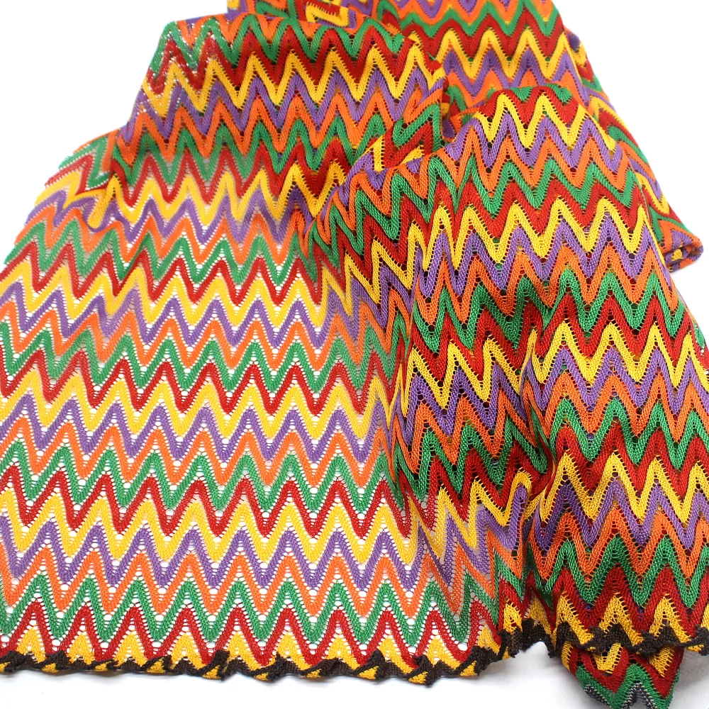 1 метр Zig Zag сетки кружева ткань крючком Зиг и вышитым полосатым 100% полиэстер кроше