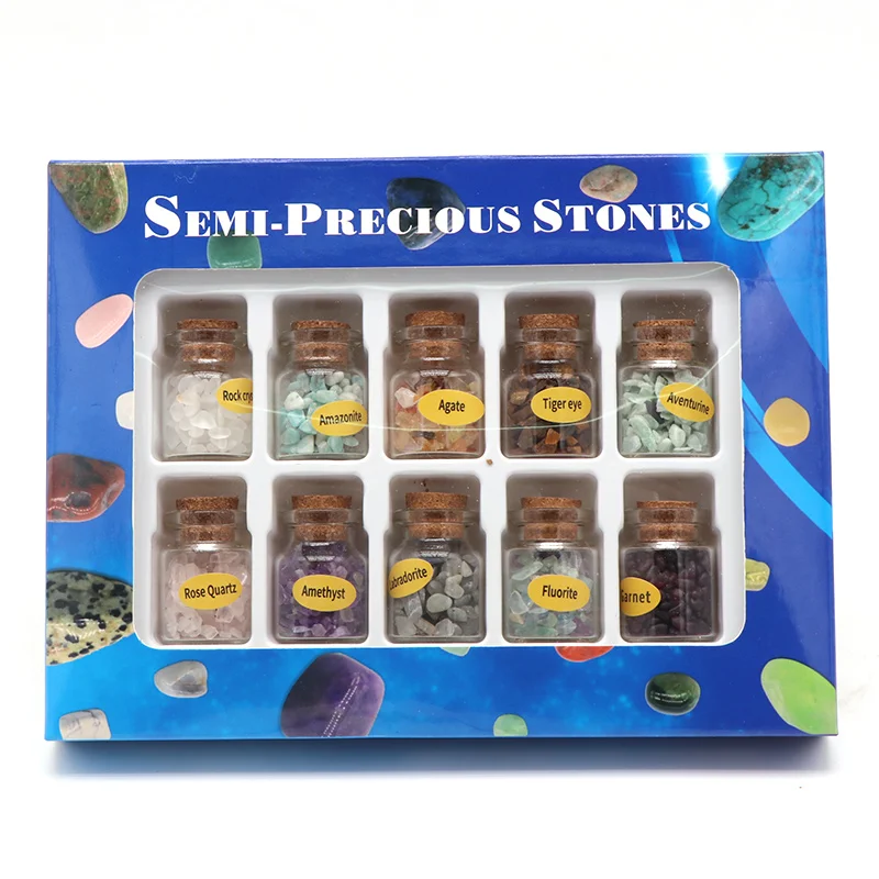 10 шт. набор натуральный кристалл камень Гравий бутылки желаний необработанные