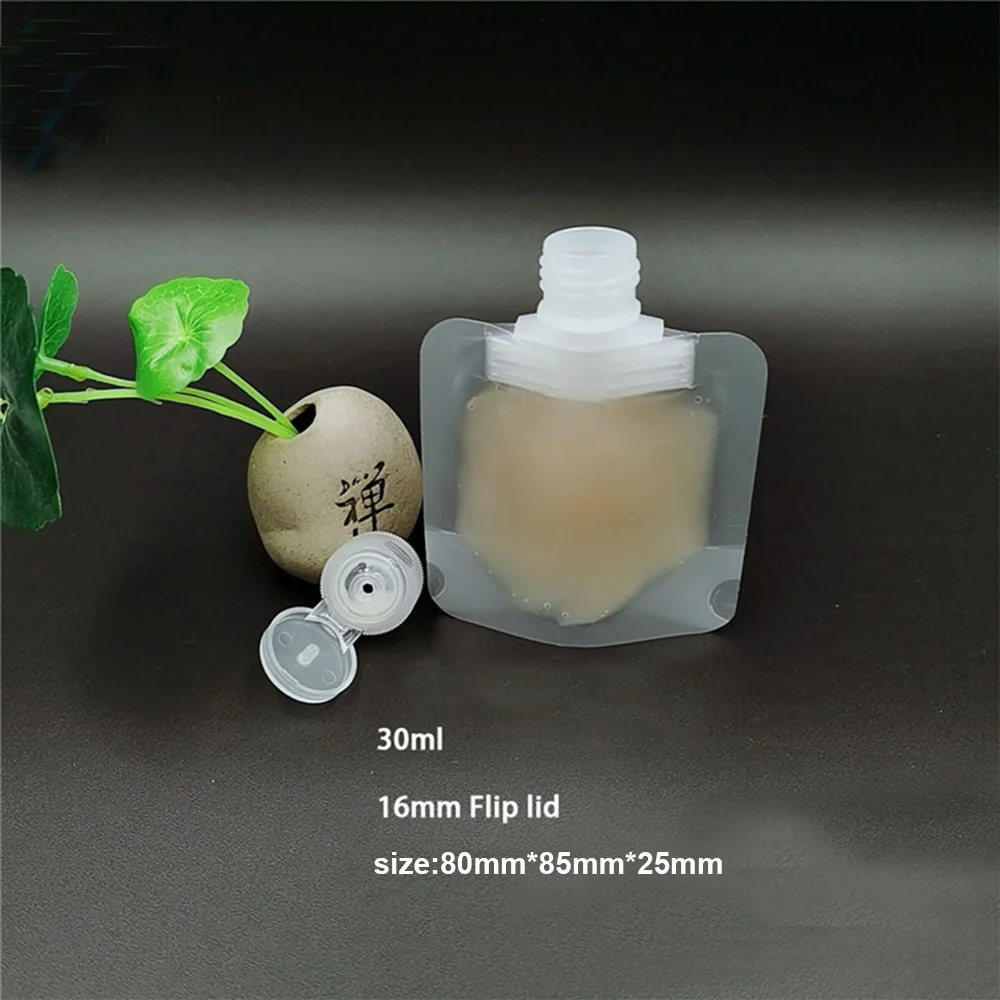 

1pc 30/50/100ml Clamshell Packaging Bag Stand Spout Pouch Plastic Hand Sanitizer Lotion Shampoo Makeup Fluid Bottles Travel Bag