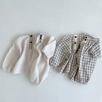baby boys girls cotton linen outfits children clothes suits kids long sleeves shirt and pants 2pcs sets newborn toddler clothing