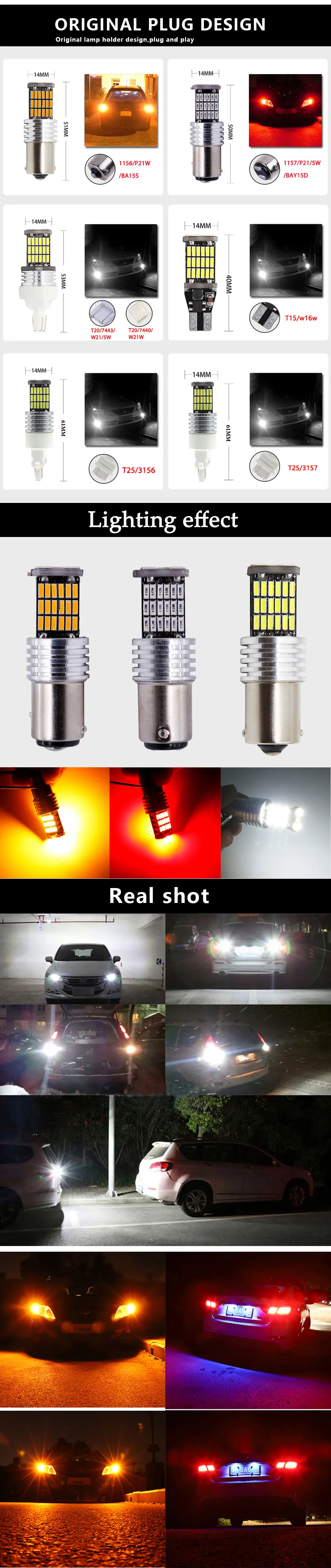 2 шт. автомобиля 1157 BAY15D p21/5 Вт 1156 BA15S T20 W21W T15 T25 3156 3157 4014led 45 SMD вело высокий автоматический поворот Стоп Хвост светильник