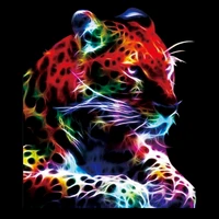 noctilucence animal patch oil leopard colour printing iron on patches for clothing transfer printing luminous clothes stickers