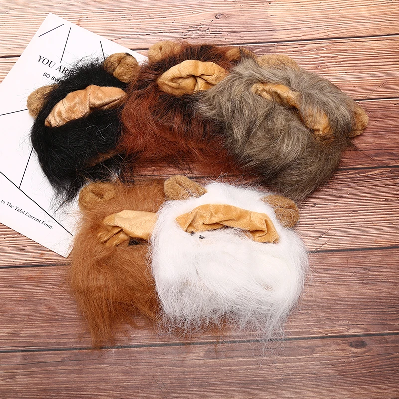 Funny Cute Pet Lion Mane Wig Cap Hat for Cat Halloween Xmas Clothes Fancy Dress with Ears Autumn Winter Costume Cosplay