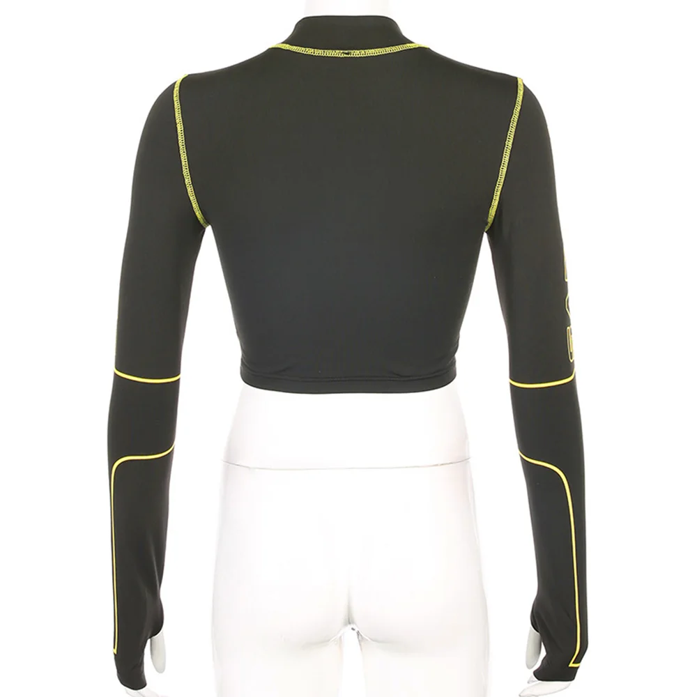 Спортивная футболка длинными рукавами для женщин Instagram Мода Европа Америка