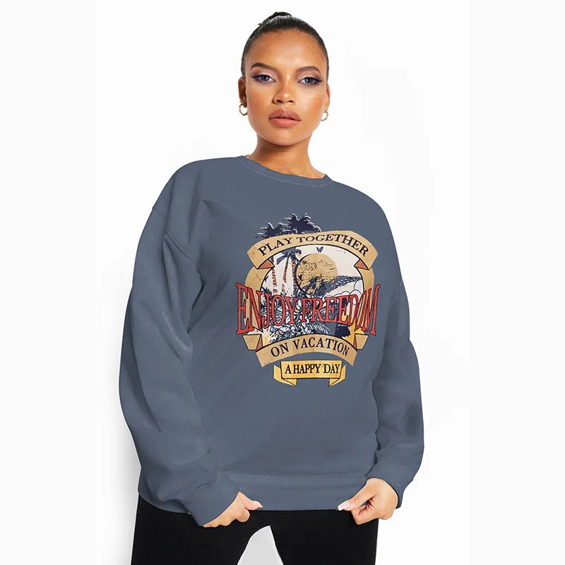 

Женская винтажная Толстовка с длинным рукавом и круглым вырезом