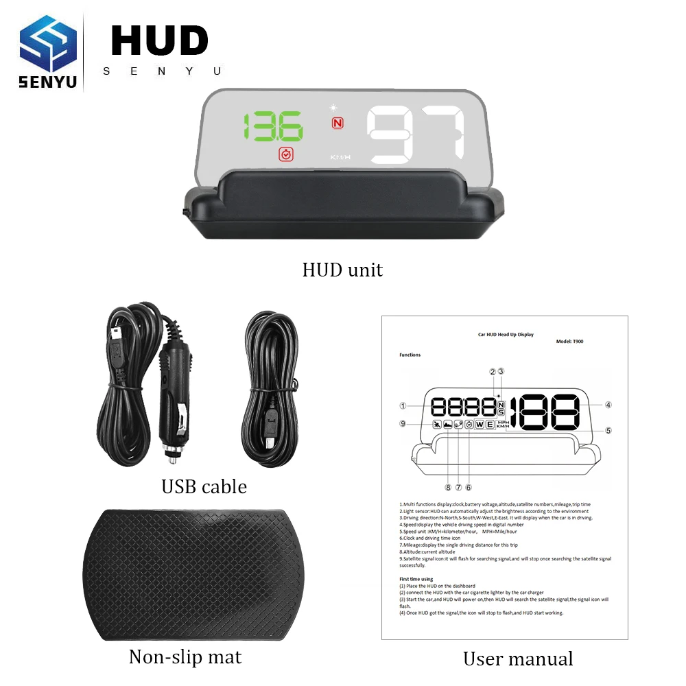 HUD Дисплей T900 Автомобильная электроника GPS Скорость ometer OBD OBD2 автомобиля проектор